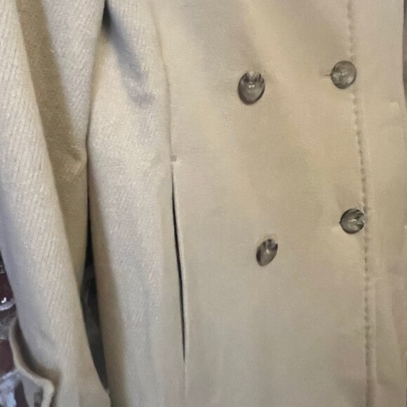 Sisley Italy Wool Blend Double-Breasted Trench Coat - Tan/Beige - Size 40 - Picture 5 of 9